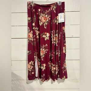 NWT LULAROE Jennifer Skirt Maroon Floral Medium
